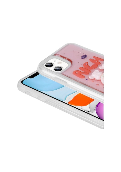 Apple Uyumlu iPhone 11 Kabartma Figürlü Parlak Uzrm Minimini Silikon Kılıf-pembe Pembe