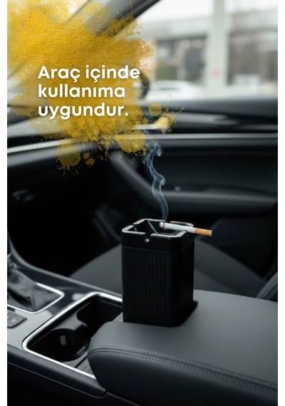 Grimorlife 2 Adet Kare Siyah Çizgili Dekoratif Plastik Kokusuz Yanmaz Küllük Kül Tablası