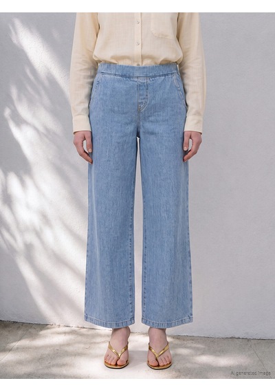 Lcwaıkıkı Petite Mavi Beli Lastikli Wideleg Kadın Jean Pantolon