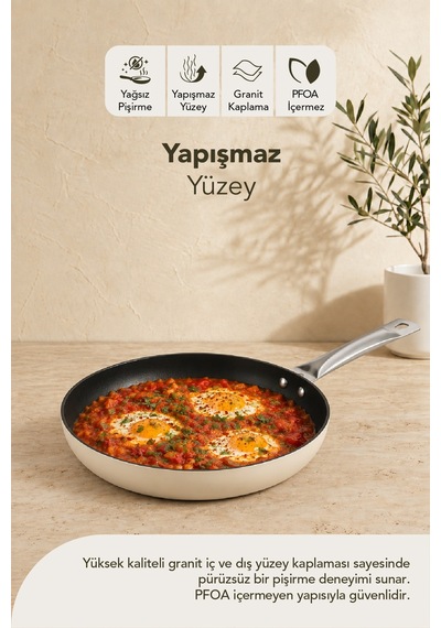 Esperanza Titanyum Tava 28 Cm Krem
