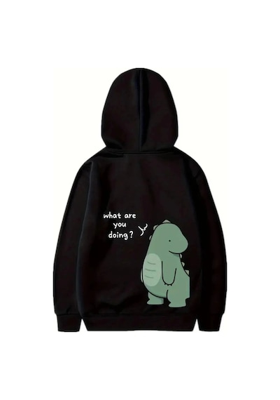 Freedom Storee Sevgililer Günü Baskılı Oversize Kapüşonlu Sweatshirt Hoodie - Siyah Çok Renkli
