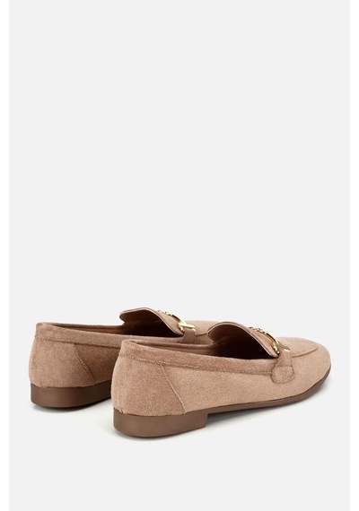 Yaya Kadın Vizon Süet Gold Tokalı Loafer