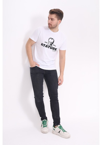 Toontoy Unisex Atatürk Baskılı Tişört Beyaz