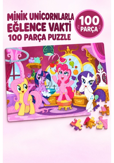 100 Parça Unicorn Çocuk Puzzle Eğitici Oyuncak El-göz Koordinasyonunu Destekleyen Yapboz