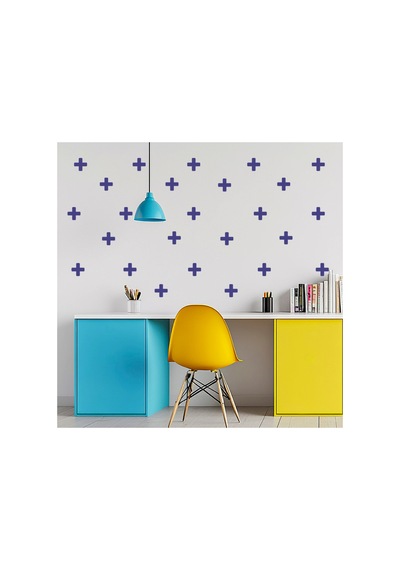 Lacivert Renkte Artı Şeklinde Duvar Sticker Seti 125 Adet - 5cm