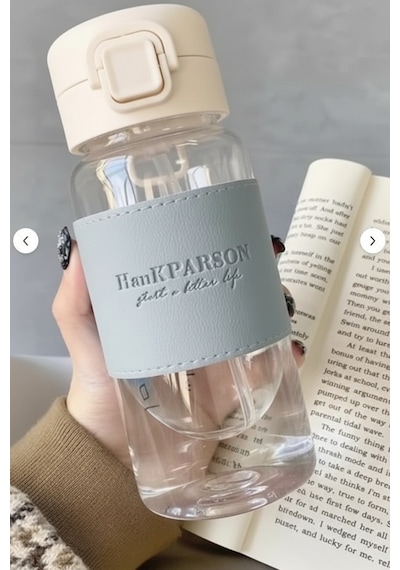 500 Ml Pipetli Plastik Suluk- Deri Kaplamalı-taşınabilir-sızdırmaz-öğrenciler Uygun Mavi
