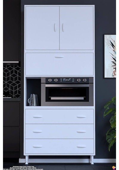 Roven 100 Cm Fırın Dolabı Kahve Köşesi Üst Kapaklı 3 Çekmeceli Çok Amaçlı Kiler Dolabı Beyaz Roven 100 Cm Fırın Dolabı Kahve Köşesi Üst Kapaklı 3 Çekmeceli Çok Amaçlı Kiler Dolabı Beyaz