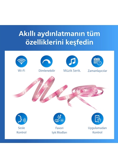 Philips Smart Lighting Rgb Led Şerit 5 M Type-c Google Home, Alexa, Homekit Ve Matter Uyumlu - Google Home, Alexa, Homekit Ve Matter Uyumlu Çok Renkli