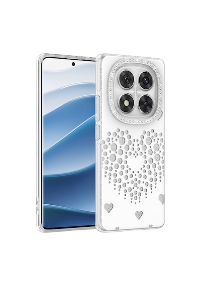 Maks Technology Redmi Note 14 Pro 4g Kılıf Damla Taşlı Mkst Rivas Sert Pc Kapak - Beyaz