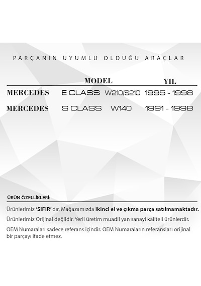 Mercedes W210, W140 için Katlanır Ayna Demiri ve Lastiği  (Sağ-So