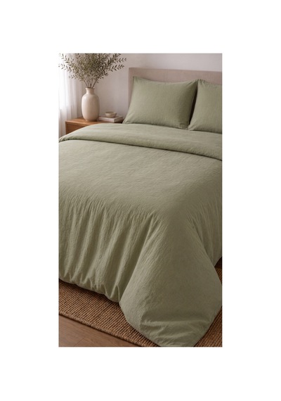 %100 Pamuk Keten Çift Kişilik Nevresim Takımı Lastikli Çarşaflı 200x220 Cm Haki - 904806307 Haki