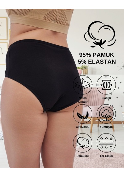 Alya Underwear Kadın Battal Külot - 3 Adet Siyah 8xl, 9xl, 10xl Siyah