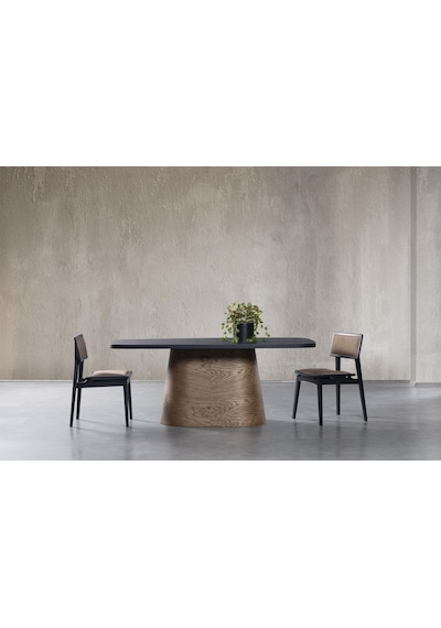 Barocco İtalyan Still Oval Ahşap Yemek Masası 100x200 Ceviz - Siyah