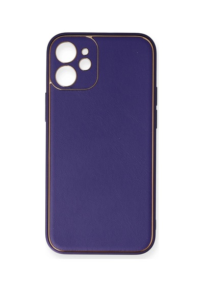 Newface - 665 - iPhone Uyumlu 12 Mini Kılıf Coco Deri Silikon Kapak - Csmo-tex - - Mor