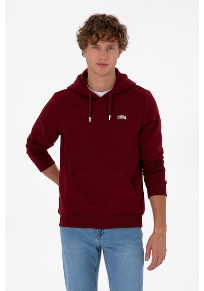 U.S. Polo Assn. Erkek Regular Fit Kapüşonlu Şardonlu Bordo Basic Sweatshirt 50315582-VR014