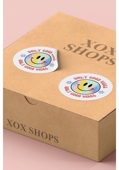Only Good Vibes Gülen Yüz Sticker 3x3cm St2190 Çok Renkli