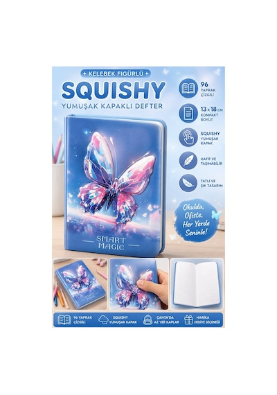 Kelebek Squıshy Yumuşak Kapaklı Defter 96 Yaprak 13x18cm 1 Adet Df-1318 Sukuşi Çizgili Defter Hediyelik Sevimli Defter Mavi Kelebek Squıshy Yumuşak Kapaklı Defter 96 Yaprak 13x18cm 1 Adet Df-1318 Sukuşi Çizgili Defter Hediyelik Sevimli Defter Mavi