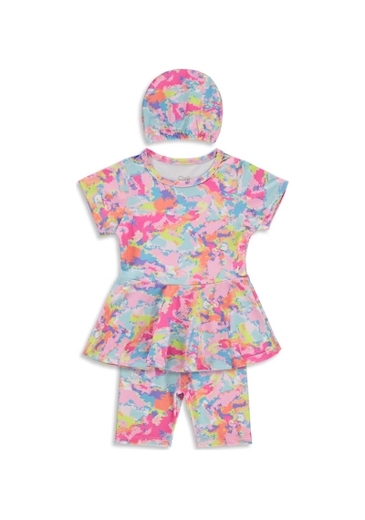 Civil Girls Baskılı 2-12 Yaş Mayo Set - Pudra Batik