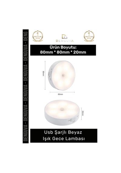 Sensörlülamba Hareket Sensörlü Şarjlı Led Akıllı Otomatik Pratik Modern Usb Şarjlı Beyaz Işık Gece Çok Renkli