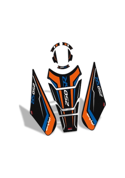 GP Kompozit CF Moto 250 SR 2020-2024 Uyumlu Tank Pad Seti Turuncu - Mavi