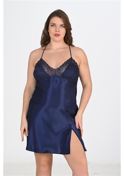 Modenya Premium Büyük Beden Saten Dantel İşlemeli Lacivert 2'li Gecelik Sabahlık Takımı Bigsize 3xl Modenya Premium Büyük Beden Saten Dantel İşlemeli Lacivert 2'li Gecelik Sabahlık Takımı Bigsize 3xl