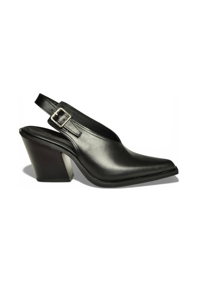 Fox Shoes U654304203 Siyah Hakiki Deri Western Topuklu Ayakkabı