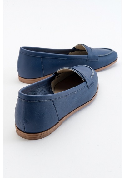 Luvishoes F02 Lacivert Cilt Kadın Babet Lacivert