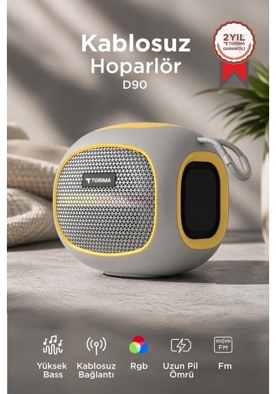 Premium Bluetooth Hoparlör D90 Gri 5w Ofis Kamp Hediyelik