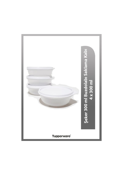 Şeker 300 Ml 4 Lü Buzdolabı Saklama Kabı Beyaz Beyaz