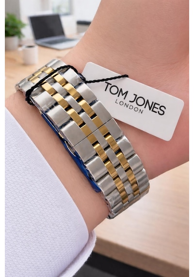 Tom Jones 2 Yıl Garantili 3 Atm Suya Dayanıklı Çelik Kordon Erkek Kol Saati Siyah - Gümüş