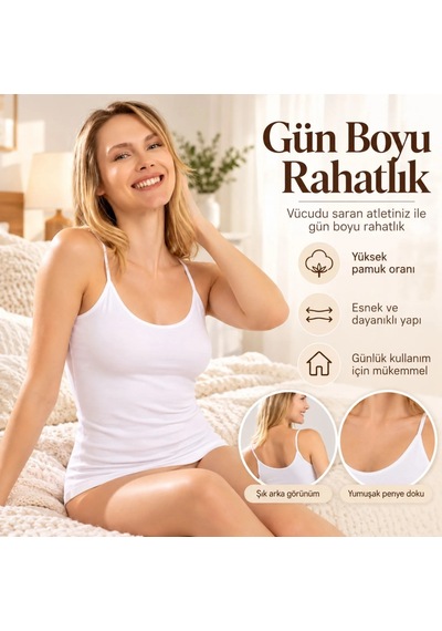 Genel Kadın Pamuklu İnce İp Askılı Derin Oval Yaka Düz Penye Atlet Siyah Beyaz Günlük Rahatlık Ve Şıklık Genel Kadın Pamuklu İnce İp Askılı Derin Oval Yaka Düz Penye Atlet Siyah Beyaz Günlük Rahatlık Ve Şıklık