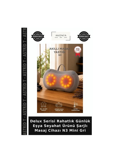 Delux Serisi Rahatlık Günlük Eşya Seyahat Ürünü Şarjlı Masaj Cihazı N3 Mini Gri