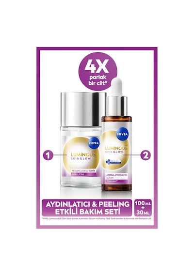 Luminous630 Skin Glow Anında Aydınlatıcı Serum 30ml Ve Peeling Etkili Tonik 100ml, Eşit Cilt Tonu