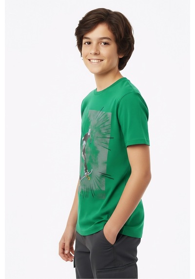 Modanino Erkek Çocuk %100 Pamuk T-shirt-kaykay Baskılı-12-16 Yaş 12526 Yeşil