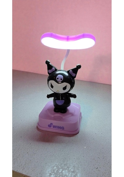 Kuromi Kendini Sallayan Model Masa Gece Lambası Boyut:20cm Çok Renkli