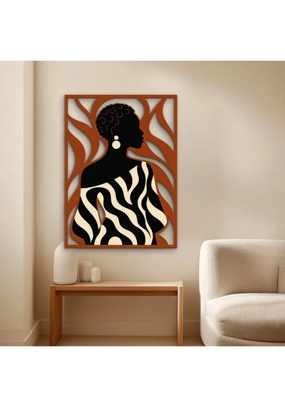 Zebra Desenli Kadın Silüeti - Metal Tablo - Dec0377 37 X 50 Cm Çok Renkli