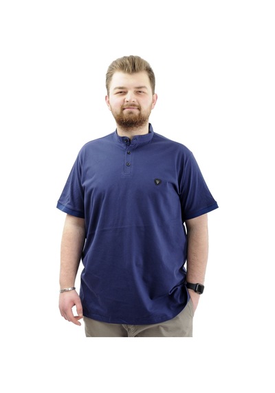 Mode Xl Büyük Beden Erkek Tişört Düğmeli Hakim Yaka T-shirt U24339 İndigo İndigo