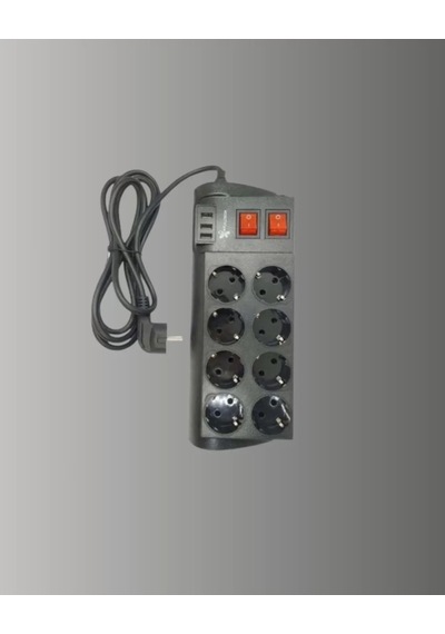 Home Akım Korumalı 8 Li Priz 3 Usb Li Uzatma Kablosu Isıya Dayanıklı 2 Metre