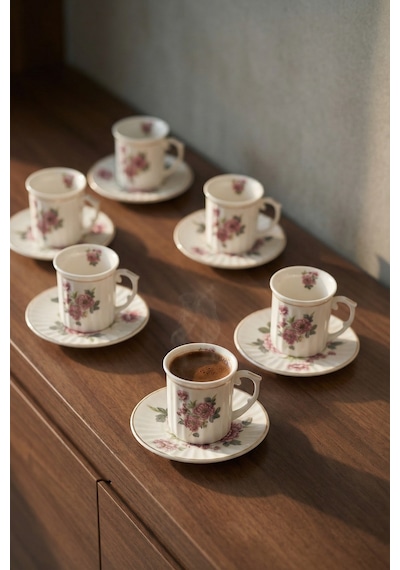 Margot 6 Kişilik Porselen Kahve Fincan Takımı - 100 Ml Renkli