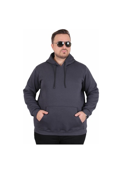 Moc Grande Mocgrande Büyük Beden Erkek Basic Sweat Kapüşonlu 11700 Fume Fume