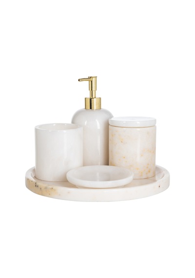 Marble Beyaz 5'li Banyo Seti Beyaz