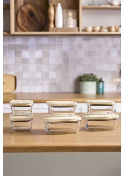 Karaca Cream 6'lı Şeffaf Saklama Kabı Set