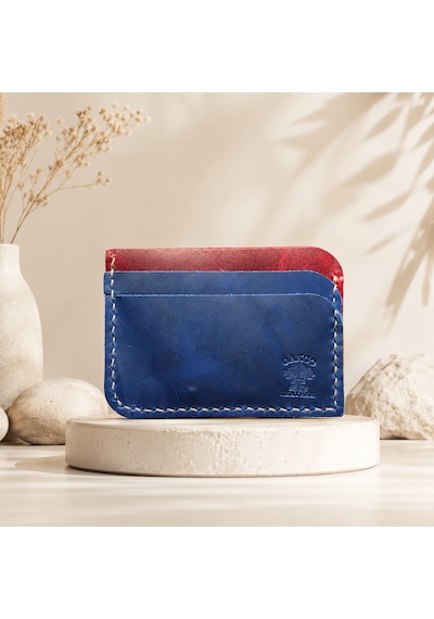 Oakco Leather Hakiki Deri Handmade Kahverengi-yeşil Kartlık Bordo - Lacivert