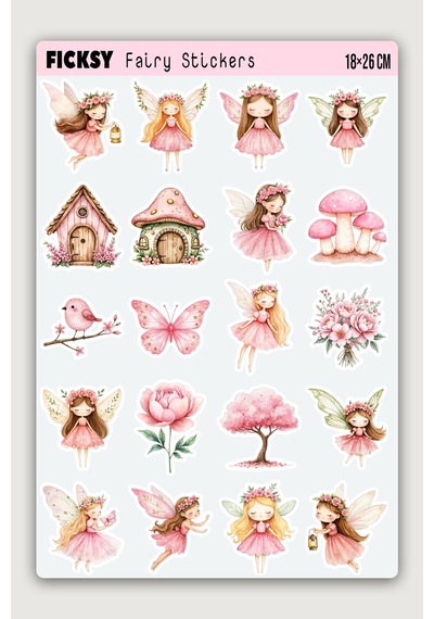 Sevimli Peri Sticker Seti - 45 Adet Etiket Çıkartma Diğer