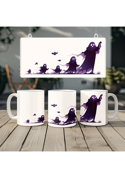 Cadılar Bayramı Spooky Ailesi Kupa Hayalet Desenli Eğlenceli Hediye Bardak Beyaz