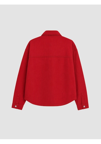 Lcw Vision Kırmızı Oversize Kadın Jean Gömlek