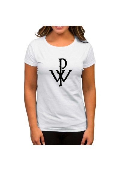 Powerwolf Logo Design Beyaz Kadın Tişört Beyaz