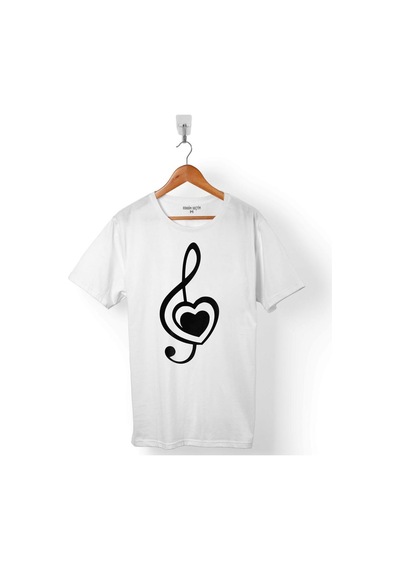 Sol Anahtarı Music Heart Kalp I Love You Seviyorum Erkek Tişört 001