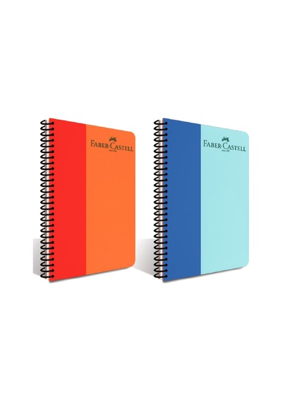 Faber-castell Bicolor Spiralli Plastik Kapak Defter 60 Yaprak Düz Çizgisiz 5075000126