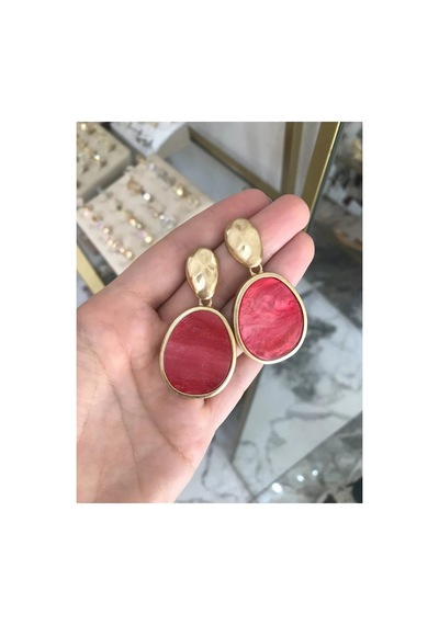 Simli Tasarım Gold Detaylı Küpe Altın